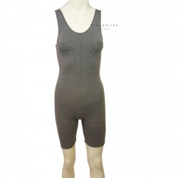 Short basic adult jumpsuit in grey color