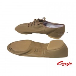 Zapatilla Jazz Piel marrón con cordones CG02