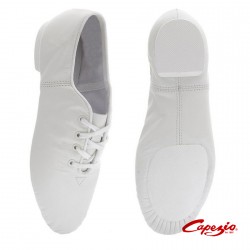 Zapatilla Jazz Piel blanca con cordones CG02