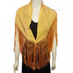 Yellow shawl with long fringe