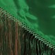 Mantón verde de satén con fleco largo