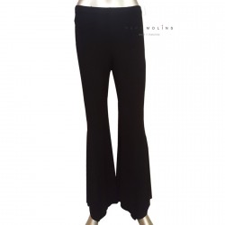 Straight flared pants with elastic waist