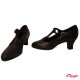 Closed shoe for ballroom dancing with strip in the instep