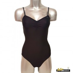 Maillot negro lycra con frunce delantero y trasero