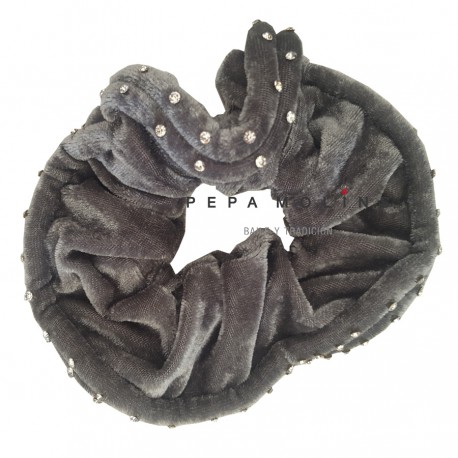 COLLECTOR Grey velvet Rhinestone